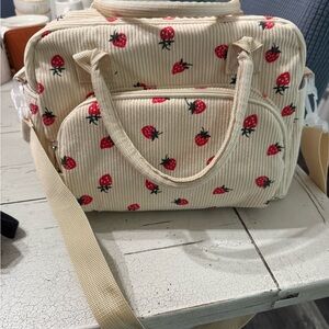 Strawberry Print Cream Bag